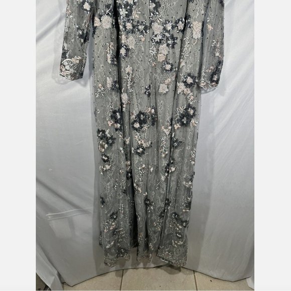 NWT $598 Mac Duggal [ 18W‎ ] Embellished Illusion Long Sleeve A Line Gown #Q542 - Picture 9 of 16